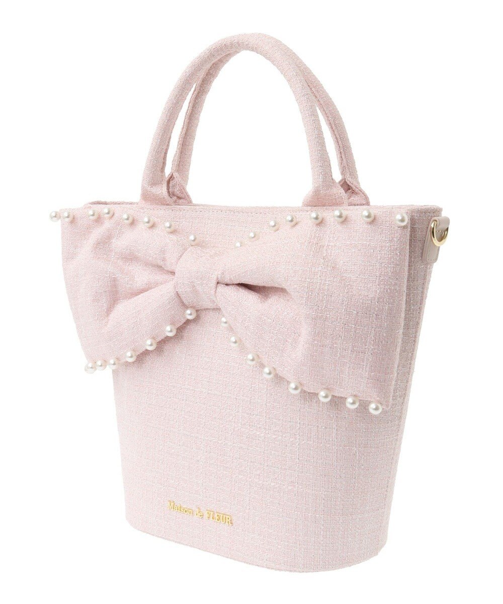 Maison de FLEUR ツイードパールショルダーバッグ 
