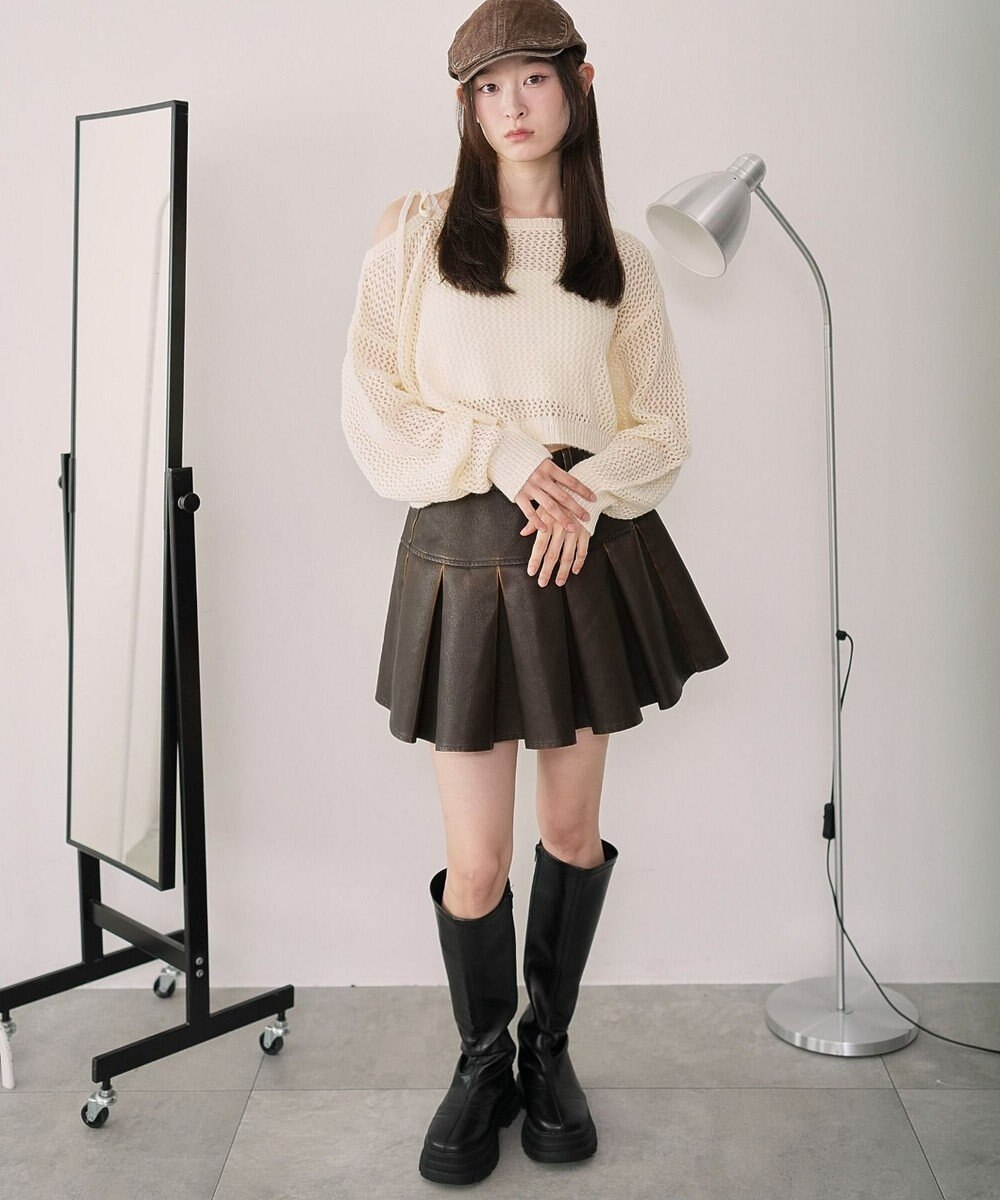 WEGO モヘアタッチ2WAYワンショルニット 