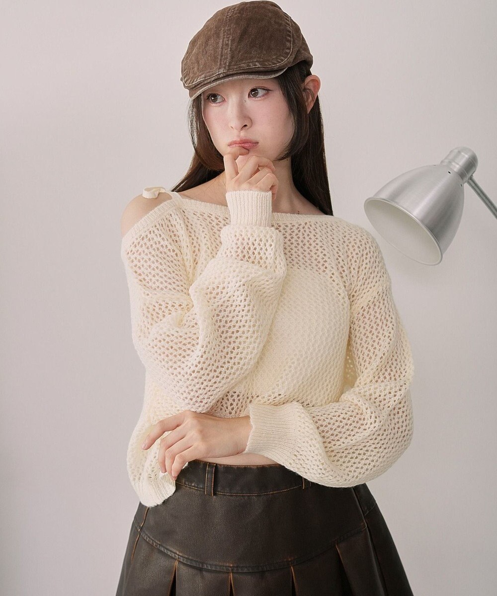 WEGO モヘアタッチ2WAYワンショルニット 