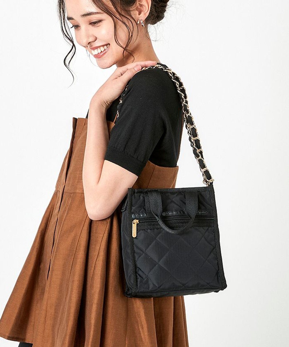 LeSportsac CHAIN MINI N/S TOTE/ブラックチェーンキルト ブラックチェーンキルト