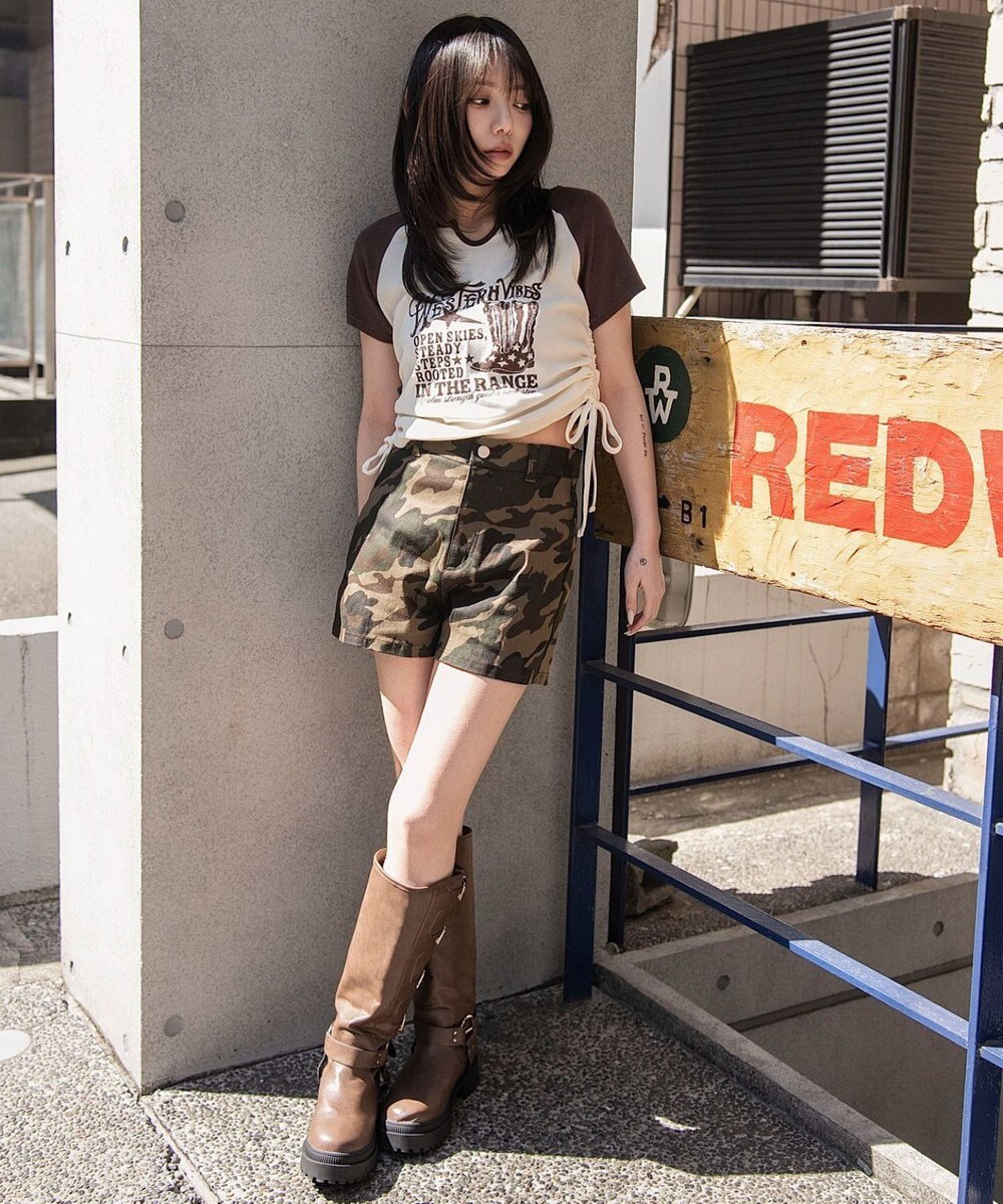 WEGO キーネックサイドレースアップちびT 