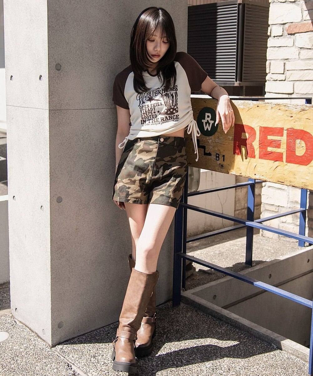 WEGO キーネックサイドレースアップちびT 