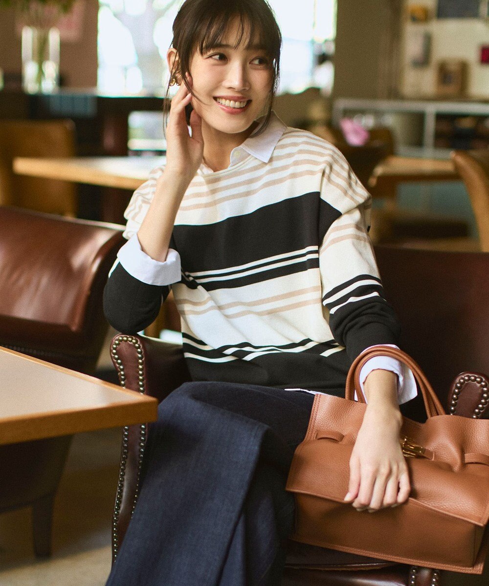 23区 コットンポリエステルストレッチ オーバーサイズ ニット 