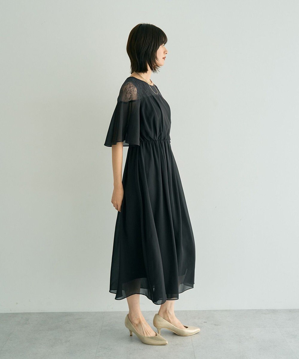 YECCA VECCA レース切替シフォンドレス 