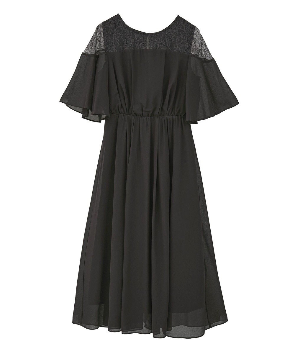 YECCA VECCA レース切替シフォンドレス 