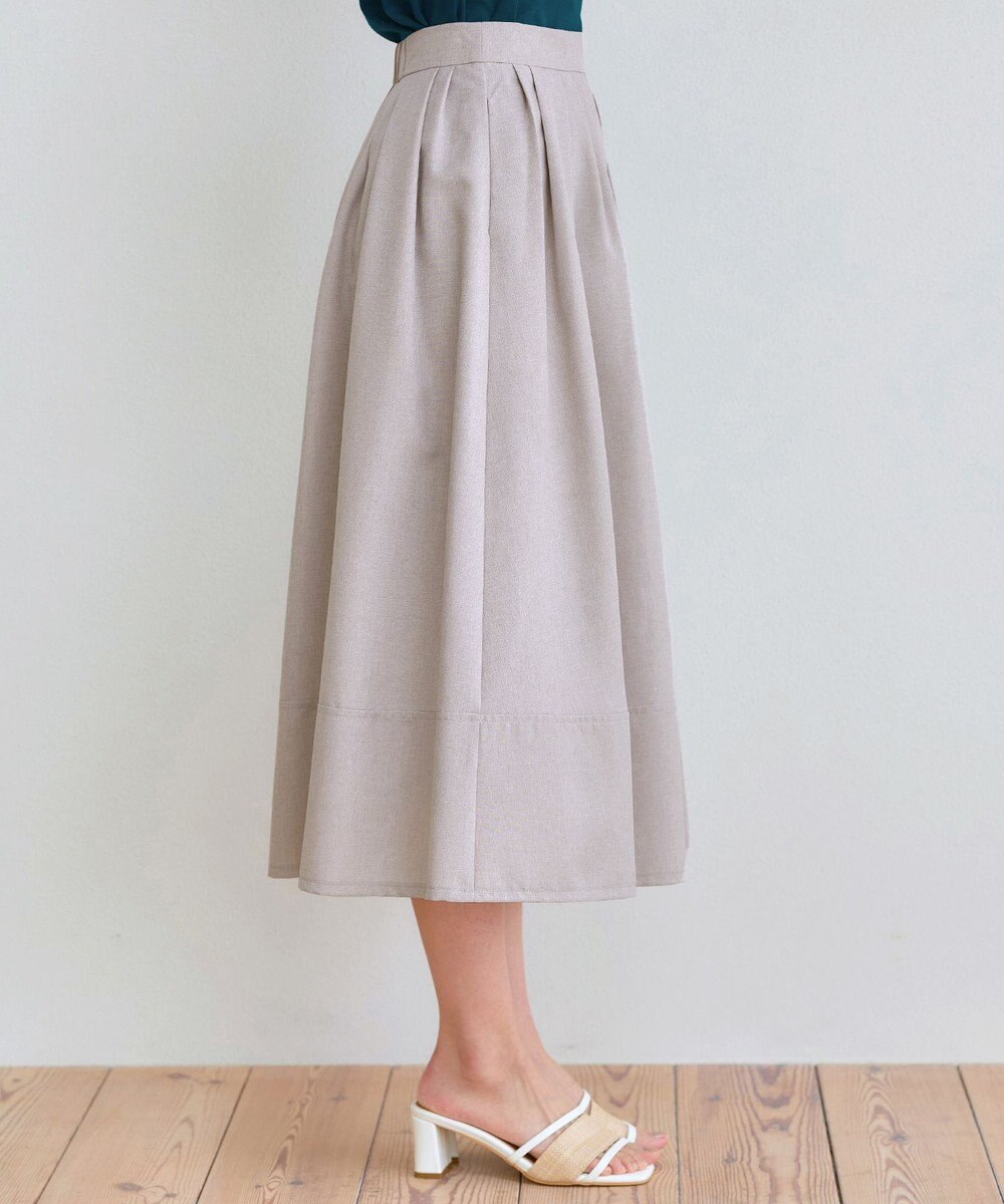 Tiaclasse 【選べる丈】麻調タックフレアスカート 