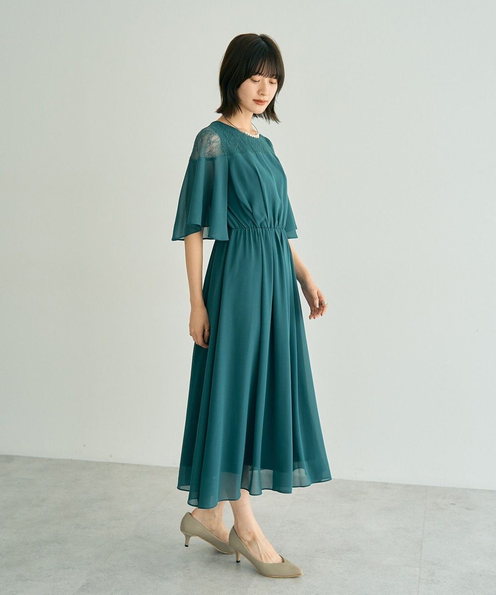 YECCA VECCA レース切替シフォンドレス 