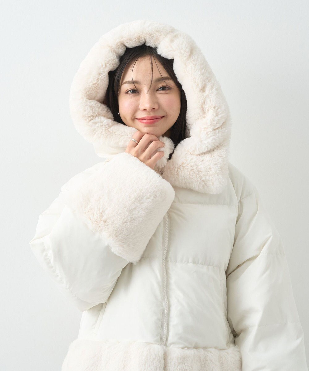 earth music&ecology フードファー中綿ショートコート 