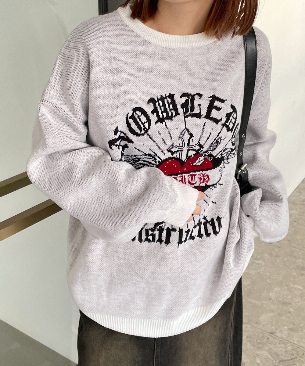 WEGO グラフィックBIGニットプルオーバー 