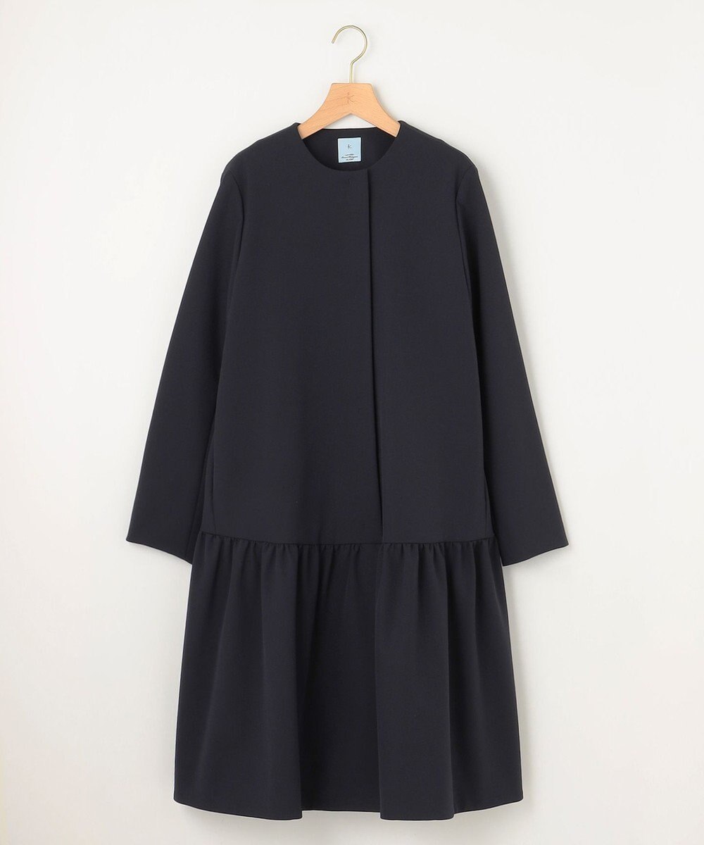 組曲 S 【KUMIKYOKU NAVY】ダブルクロスストレッチ ノーカラーコート 