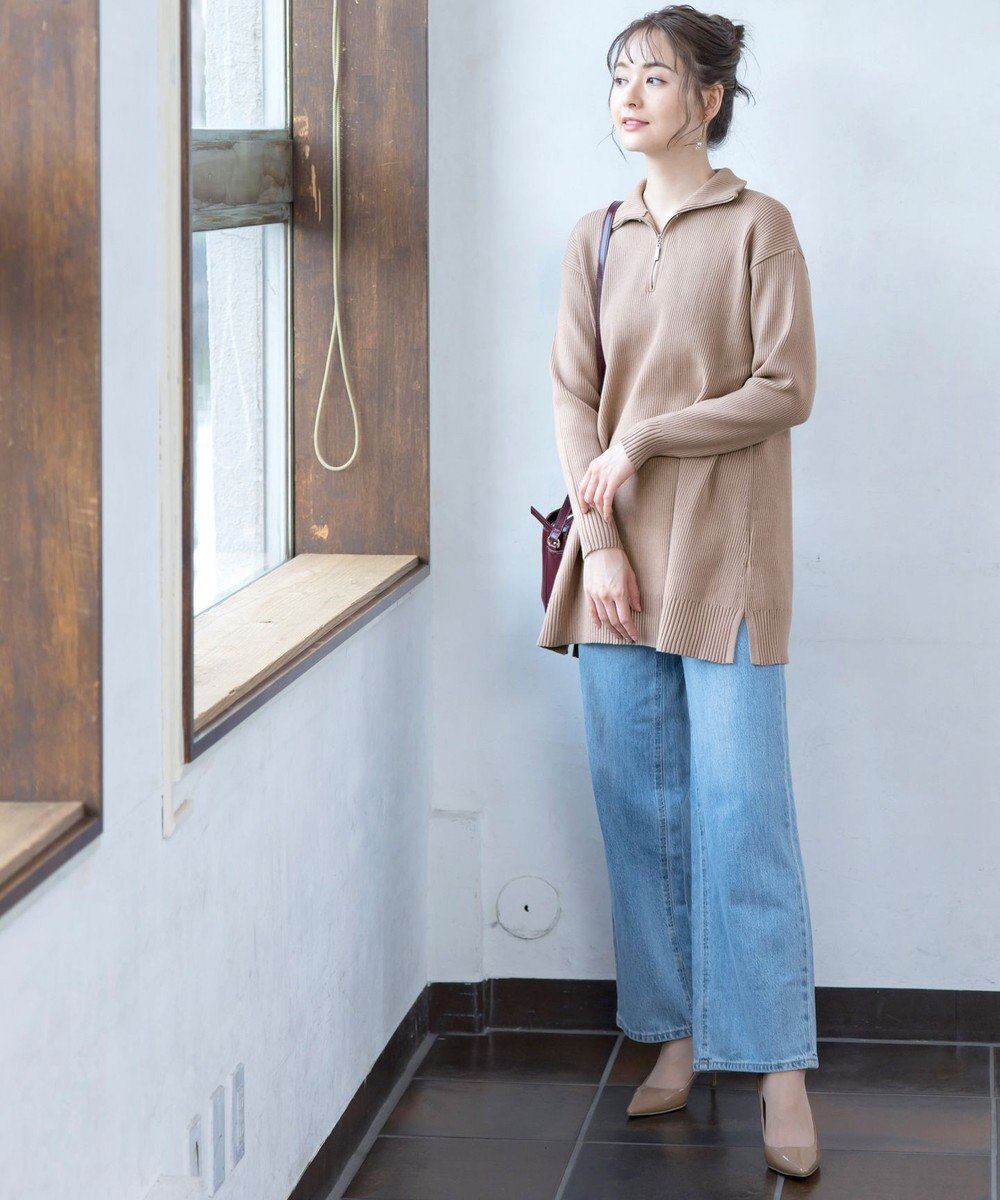 Tiaclasse 【洗える】ハーフジップニットチュニック 