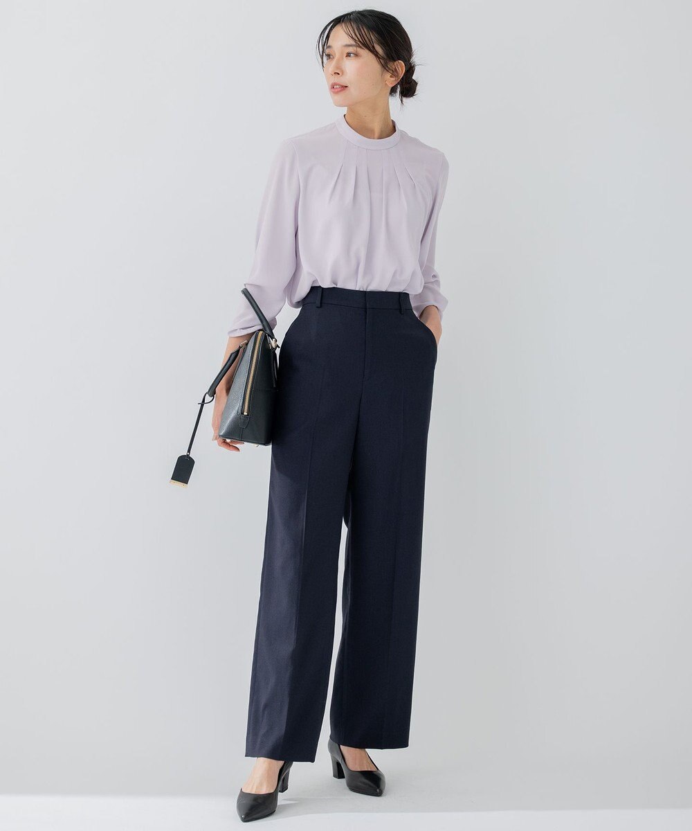 23区 【洗える】 バックサテンアムンゼン スタンドカラー ブラウス 