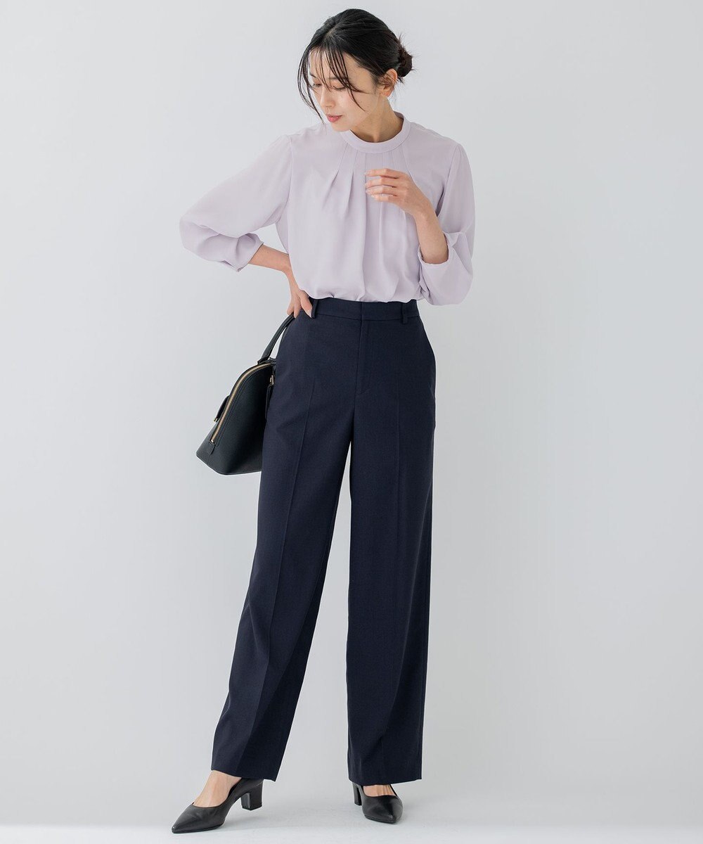 23区 【洗える】 バックサテンアムンゼン スタンドカラー ブラウス 