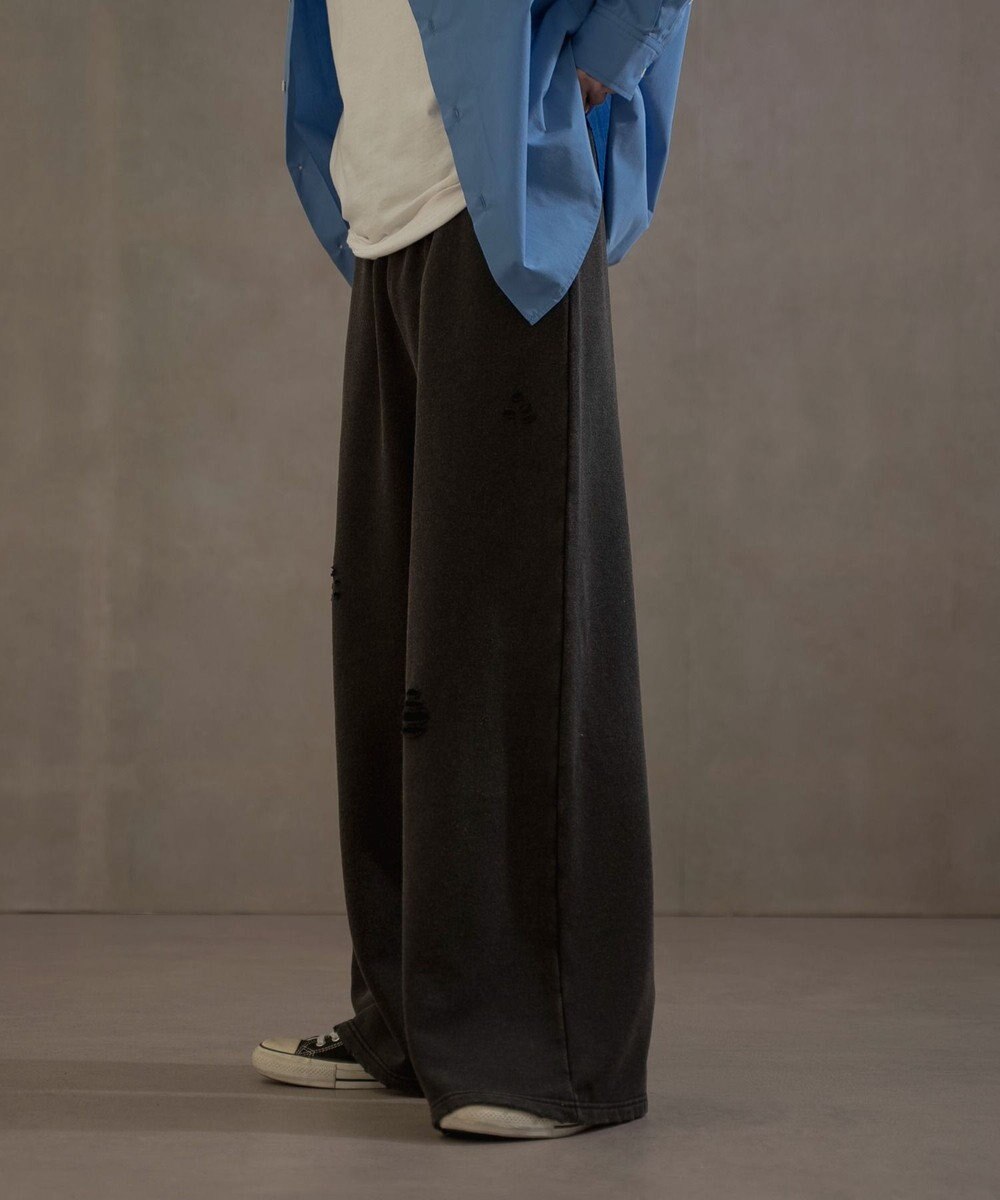 WEGO 【ウエストゴム】ダメージスウェットバギーパンツ 