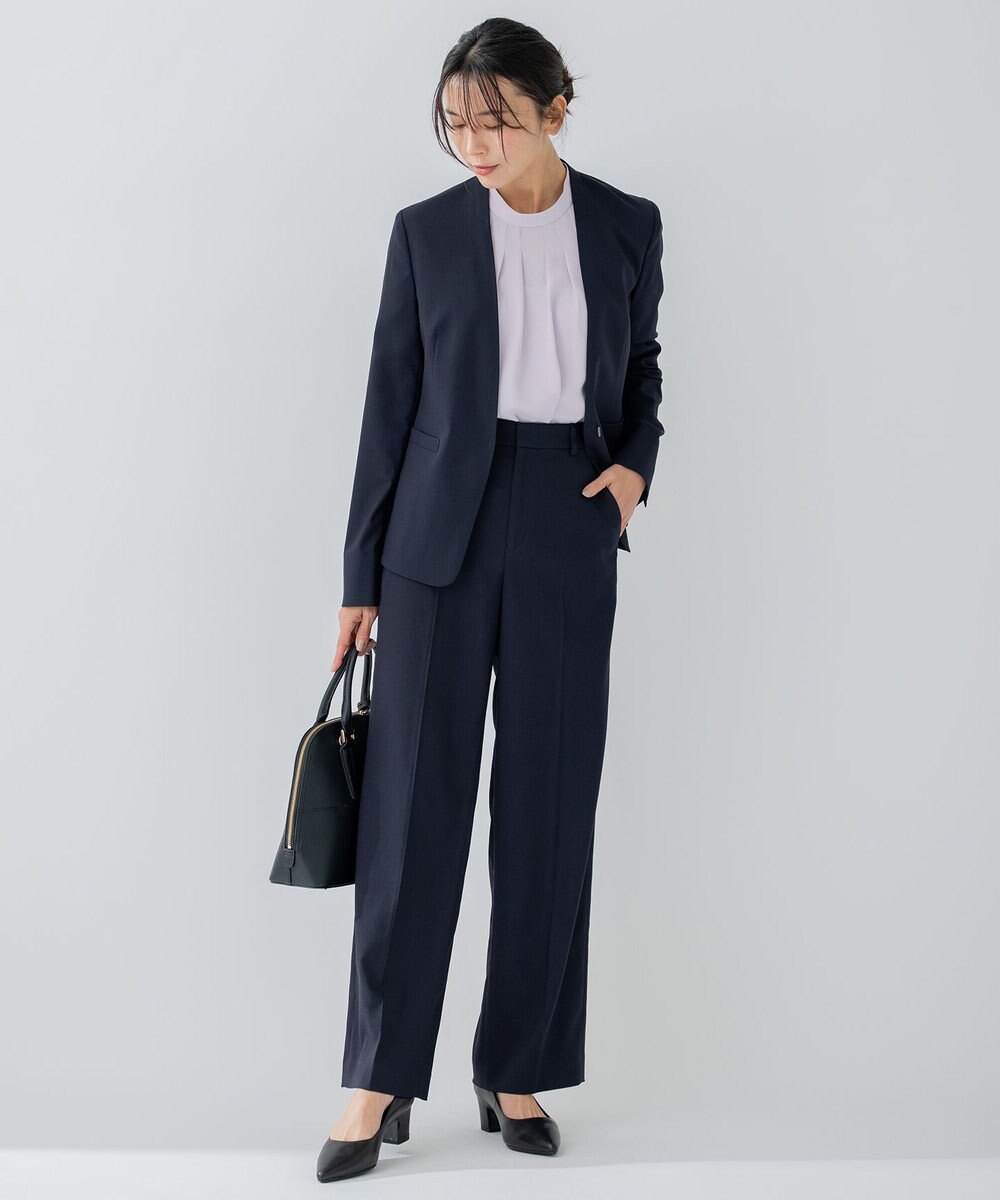 23区 【洗える】 バックサテンアムンゼン スタンドカラー ブラウス 