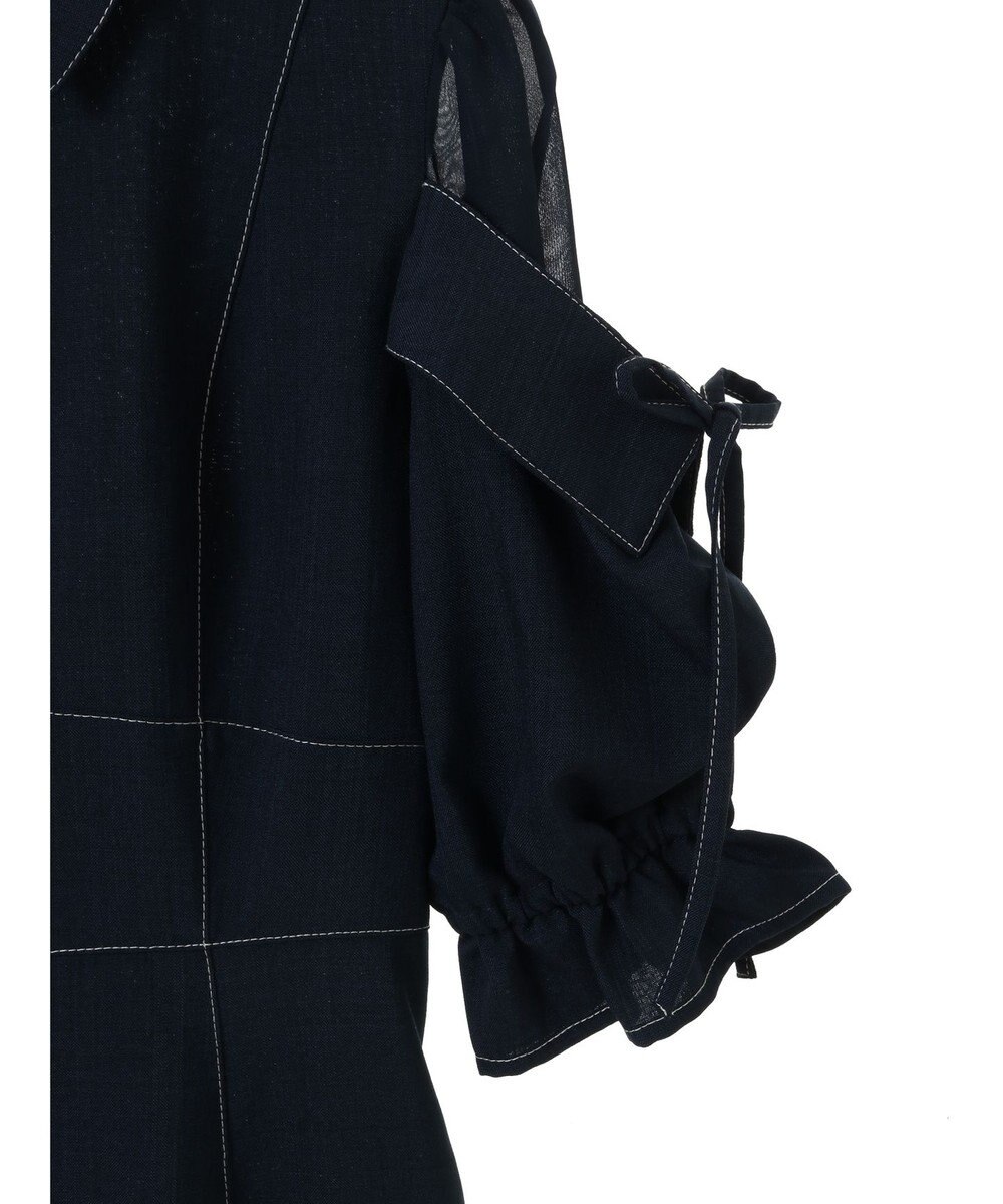 earth music&ecology レイヤードショルダー配色ステッチワンピース 