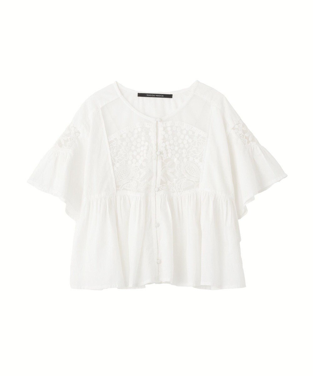 YECCA VECCA 刺繍レースブラウス 