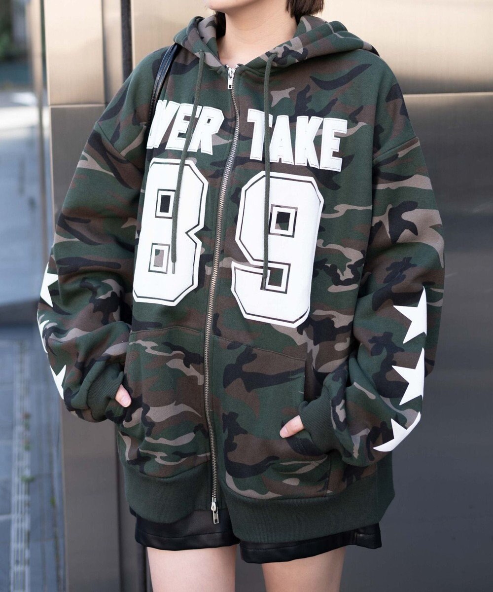 WEGO ナンバリング裏起毛BIGジップパーカー 