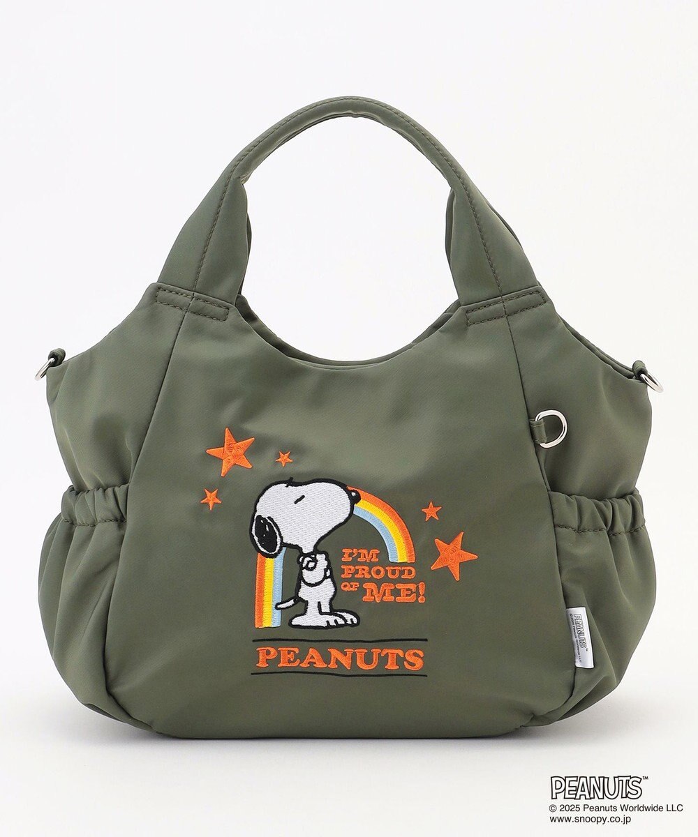 Y'SACCS SNOOPYデザイン サイドギャザー2wayトート　Sサイズ(レインボー） 