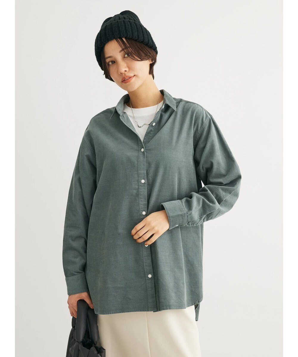 Green Parks 柔らかい細コールシャツ 