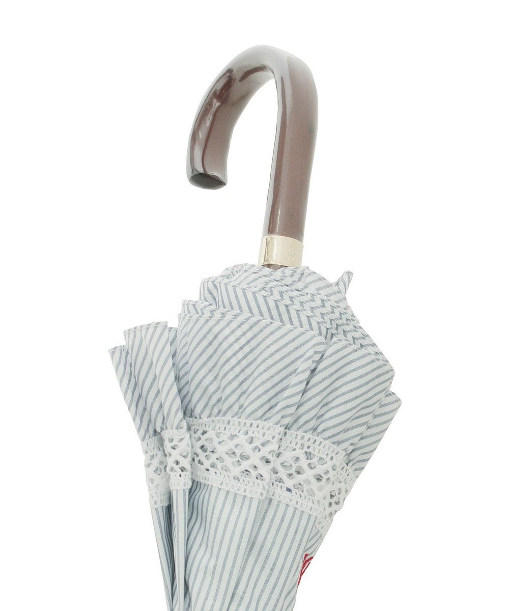 MOONBAT 【遮光/晴雨兼用】POLO RALPH LAUREN （ポロラルフローレン） 長傘 晴雨兼用日傘 ストライプフリル 遮光 遮熱 UV 