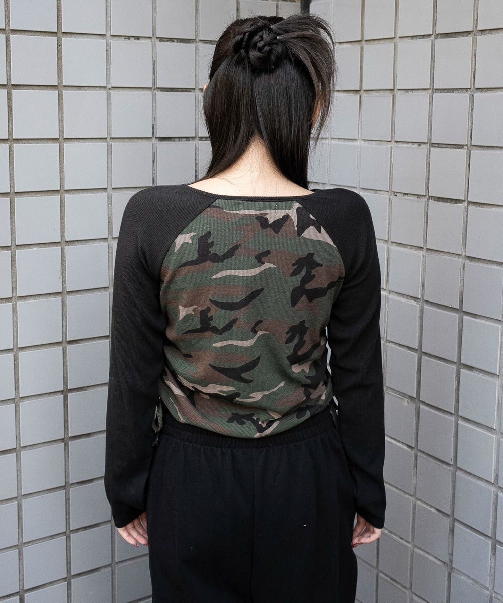 WEGO キーネックサイドドロストラグランロンT 