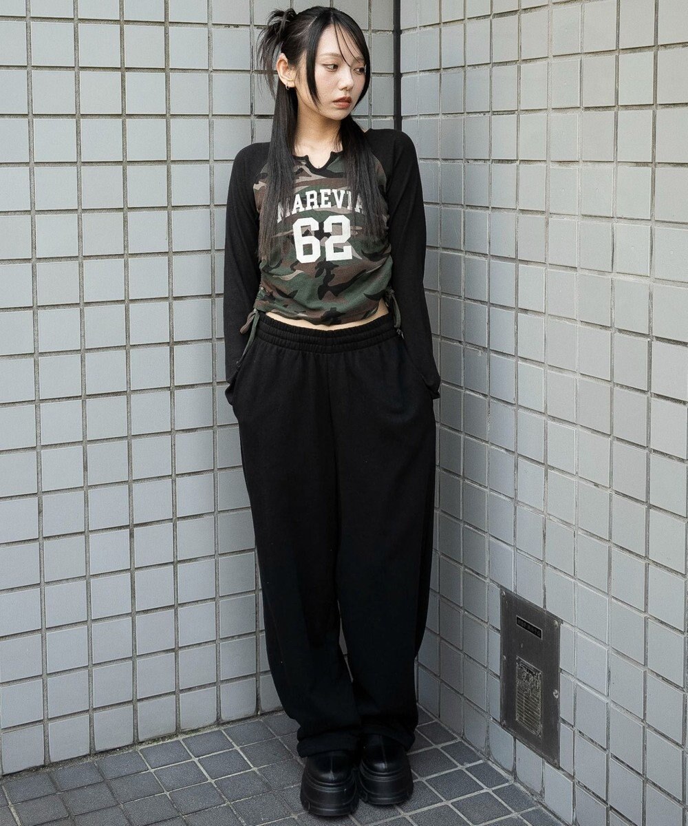 WEGO キーネックサイドドロストラグランロンT 