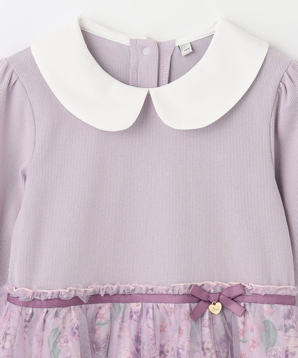 ANY KIDS 花柄ドッキングチュールワンピース 