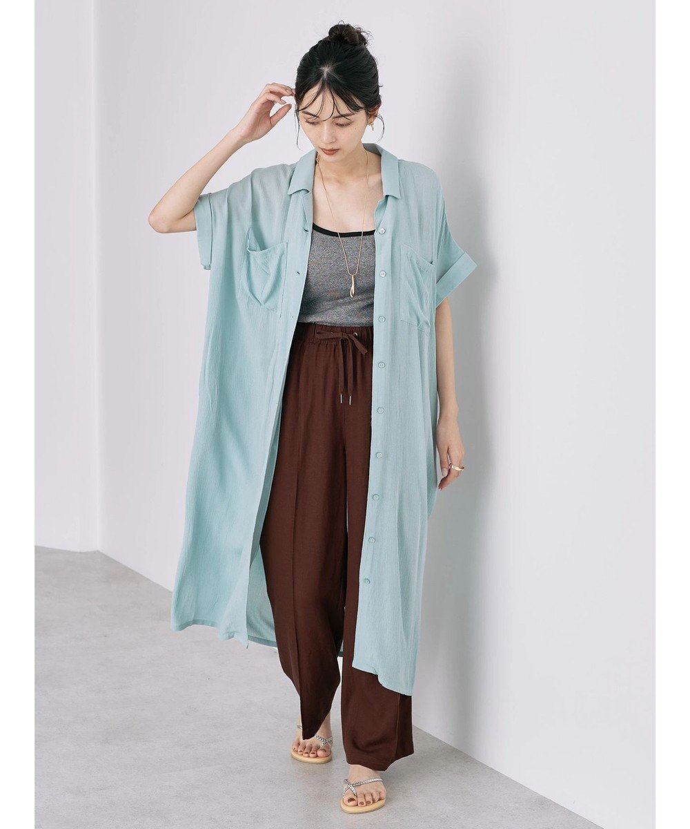 AMERICAN HOLIC 楊柳Ｗポケット開襟ワンピース 