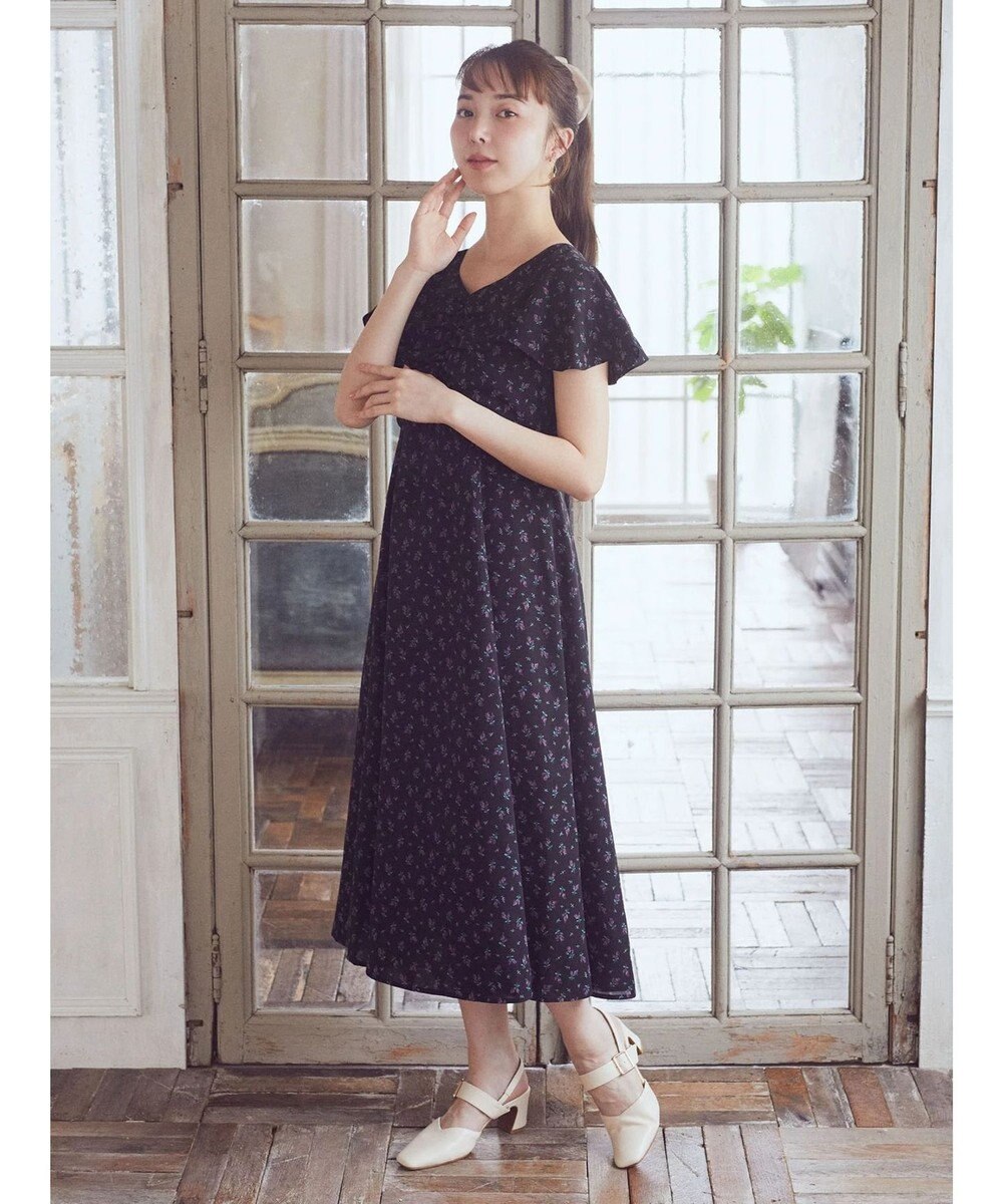 earth music&ecology フロントギャザーフラワーワンピース 