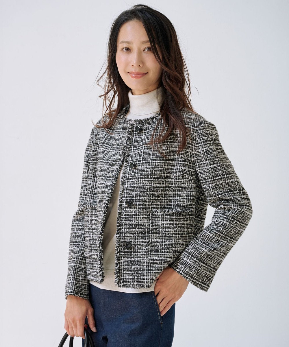 J.PRESS LADIES L Lightループチェック ツイード ジャケット 