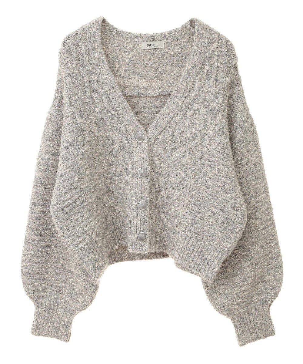 earth music&ecology スラブラメヤーンケーブルカーディガン 