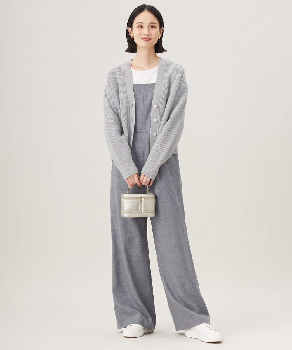 自由区 【洗える】ウールカシミヤブレンドラメスパンコールニット カーディガン 