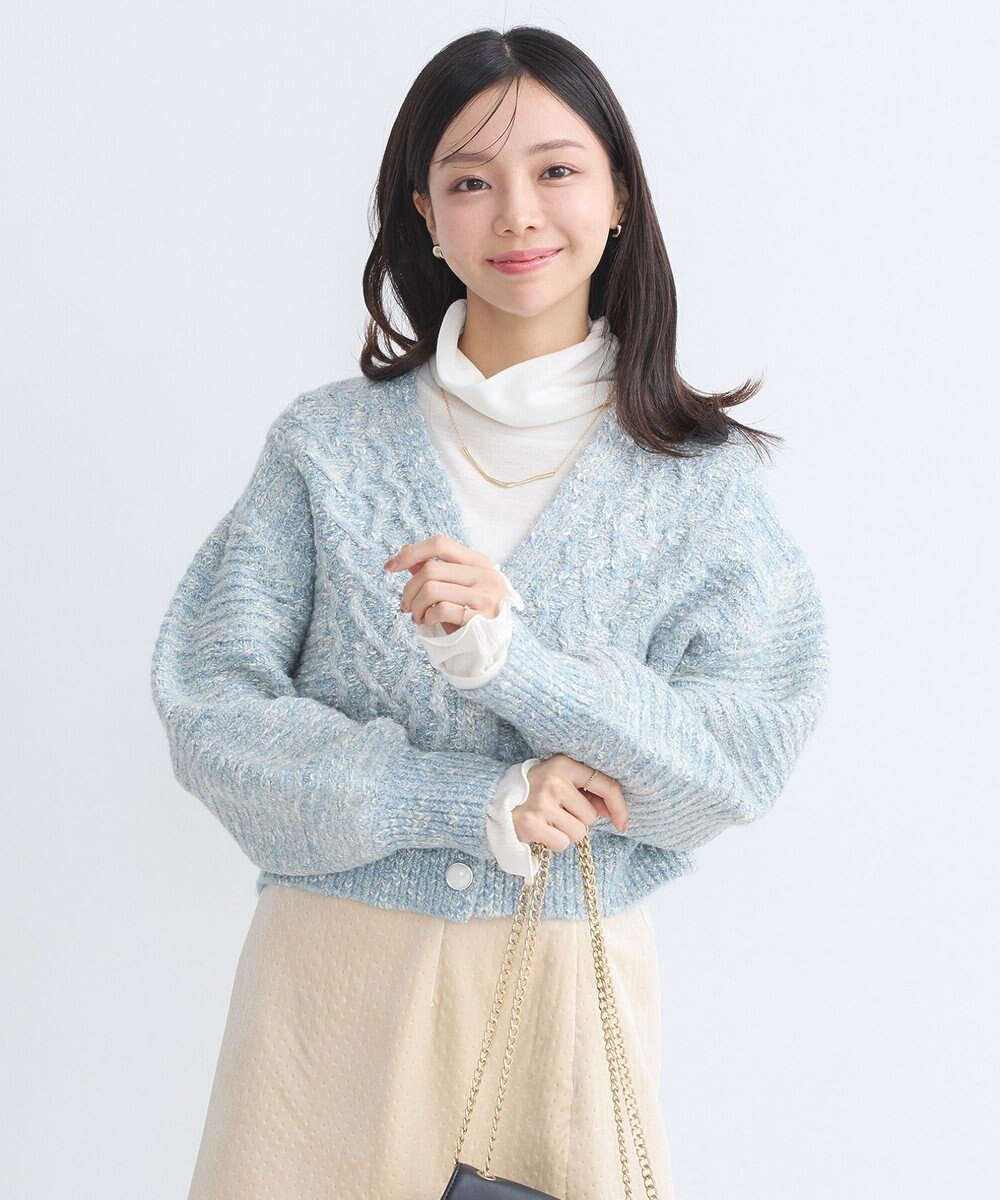 earth music&ecology スラブラメヤーンケーブルカーディガン 