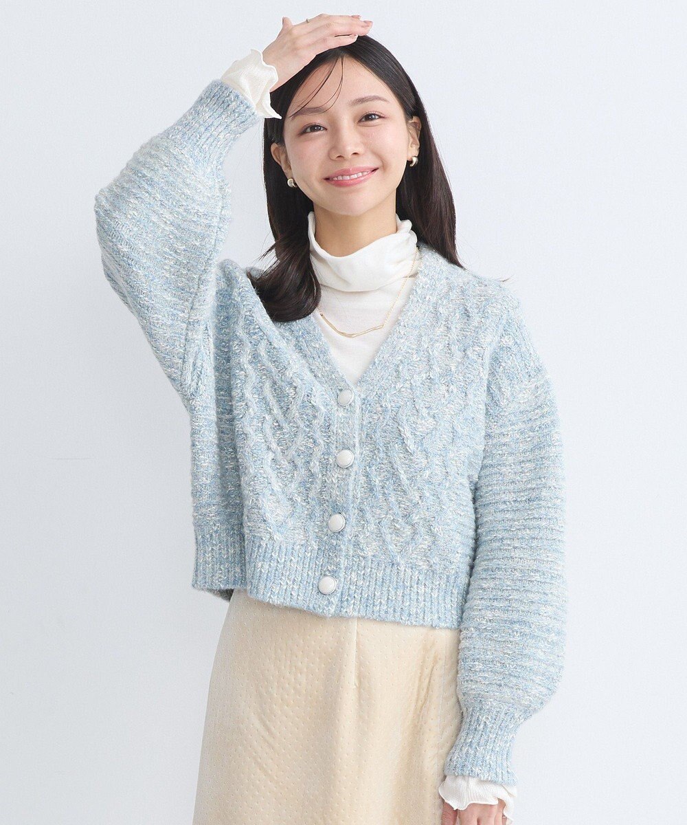 earth music&ecology スラブラメヤーンケーブルカーディガン 