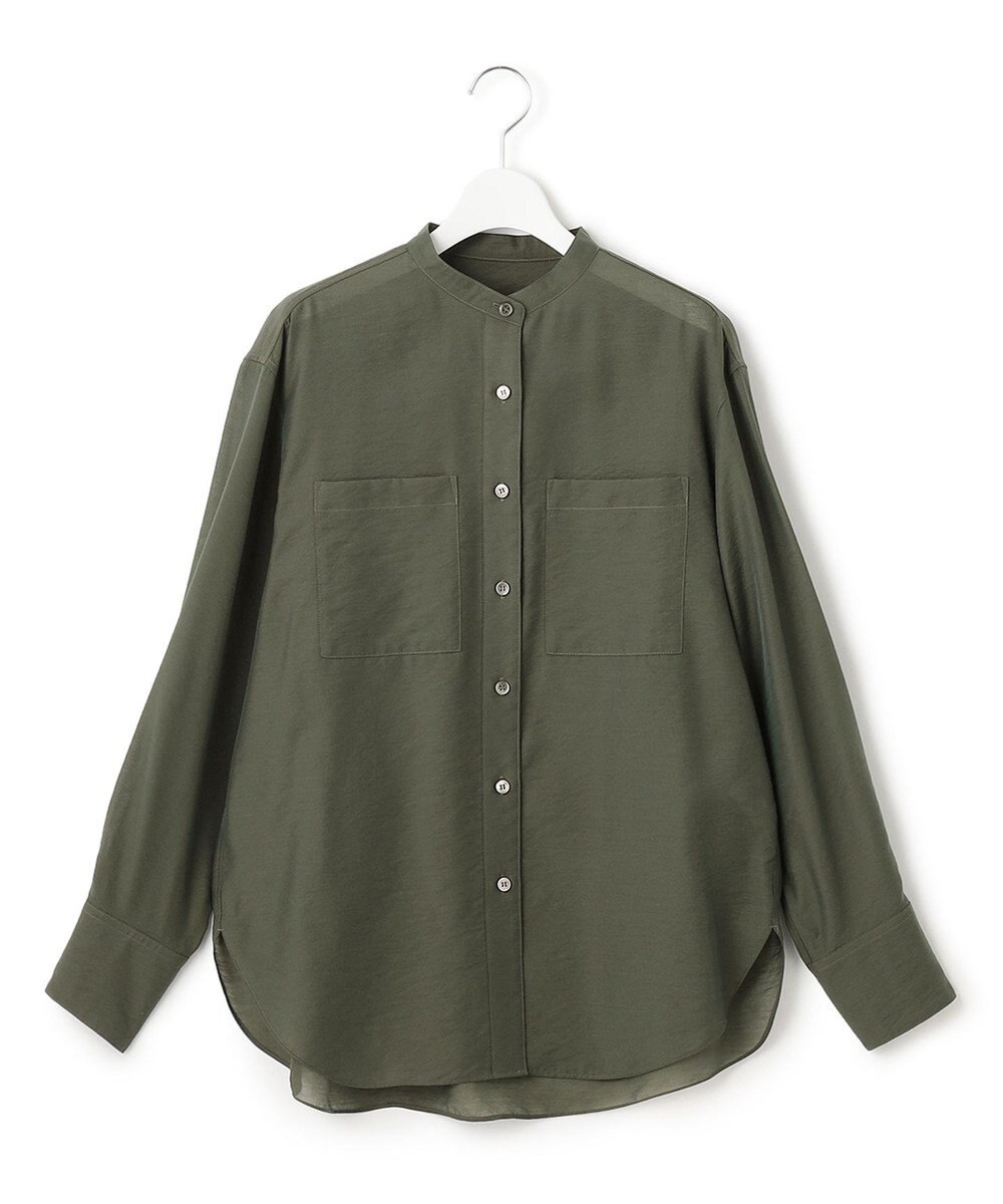 23区 【洗える】バンドカラー シアー シャツ 