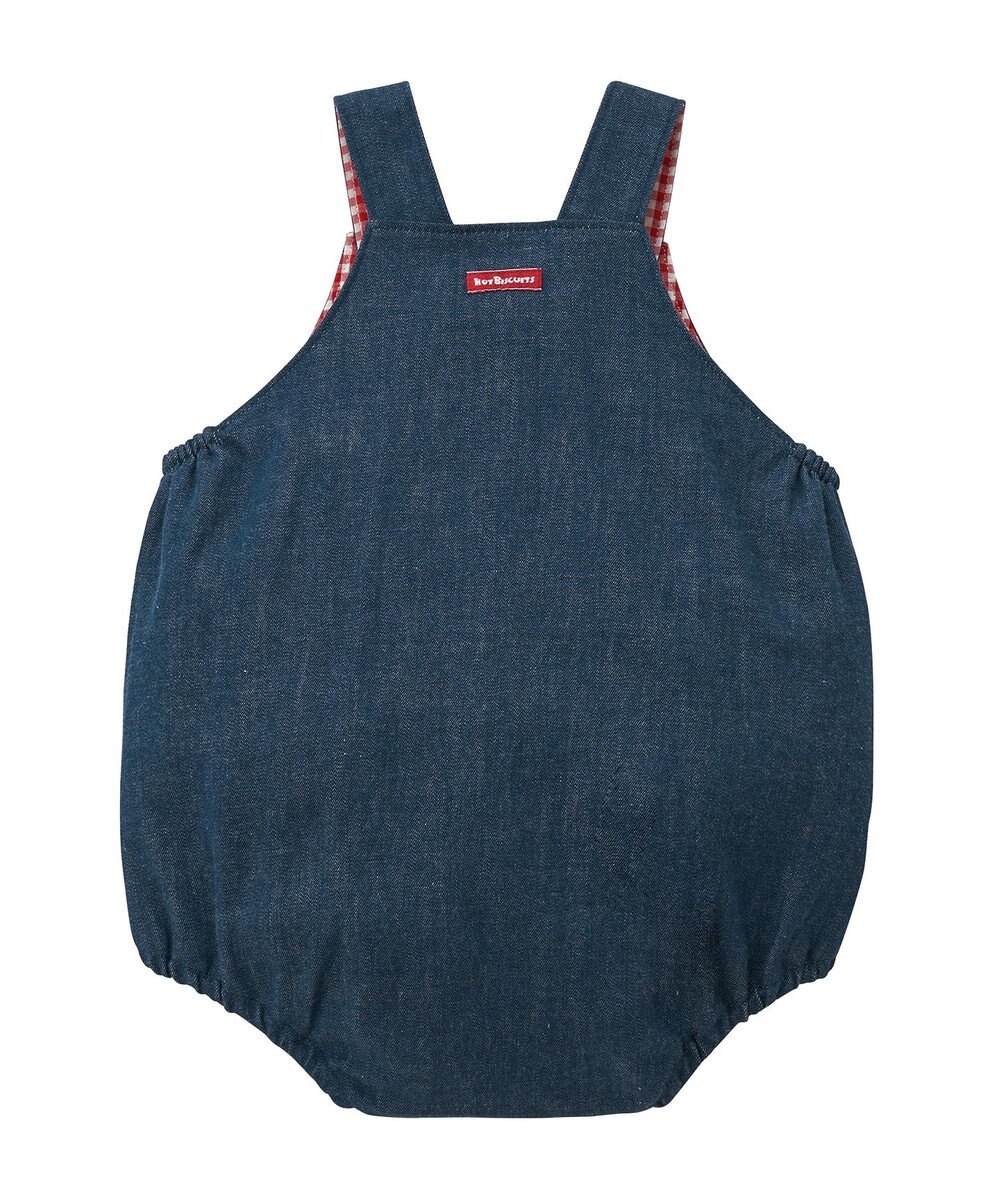 MIKI HOUSE HOT BISCUITS 【70-90cm】 顔ドン　デニムロンパース 