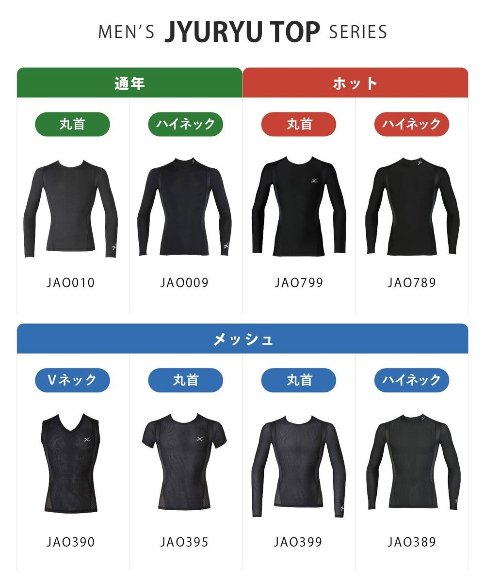 CW-X 【MEN】 CW-X 機能性トップス 【JYURYU TOP】 ホット 長袖 肩が動かしやすくなる 運動時の疲労を軽減 ゴルフ 球技 マラソン 保温(本体) JAO799 /ワコール 