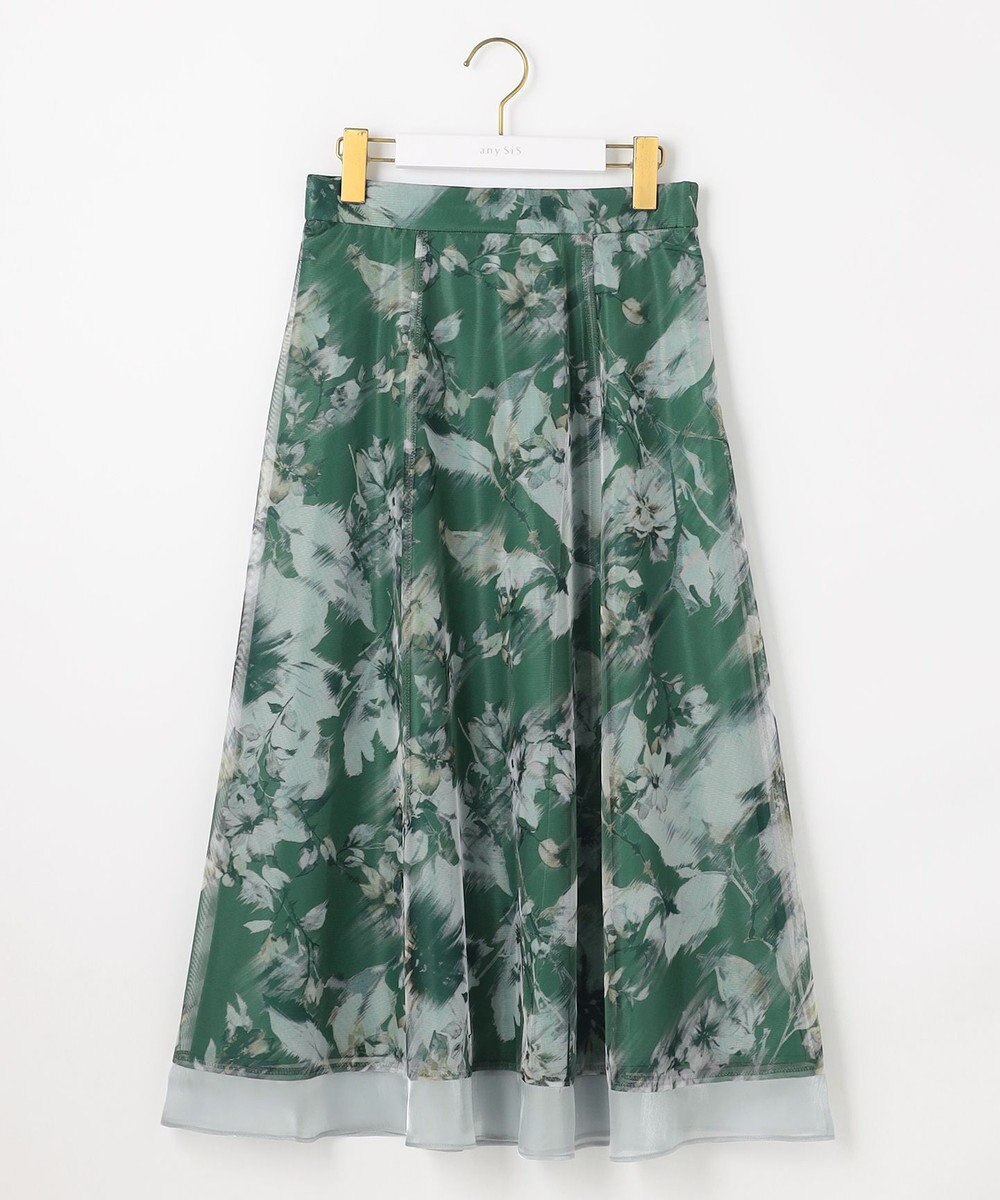 ANY SIS 【WEB・一部店舗限定】ハッチングフラワープリント スカート 