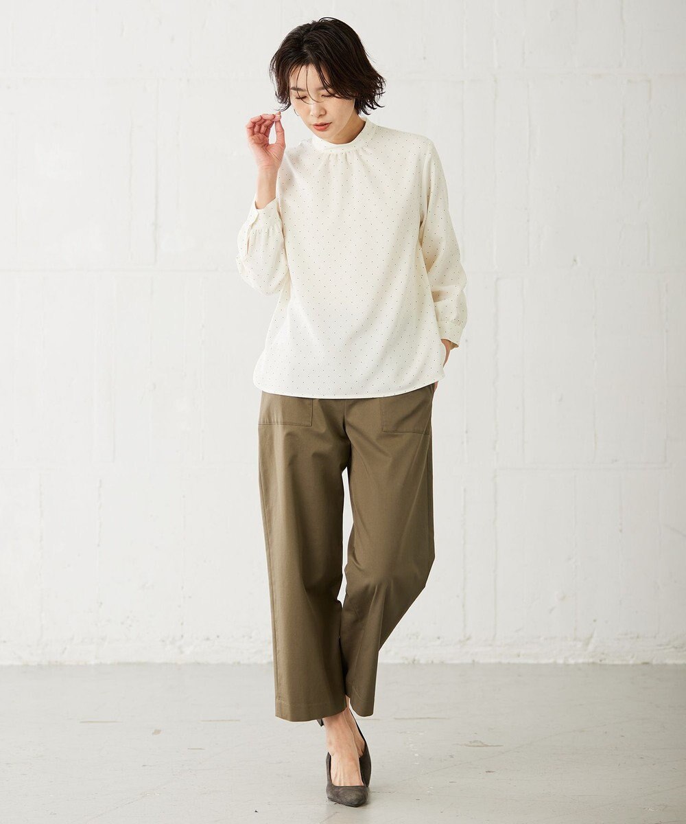 J.PRESS LADIES 【洗える】 ストレッチツイル セミワイド ベイカー パンツ 