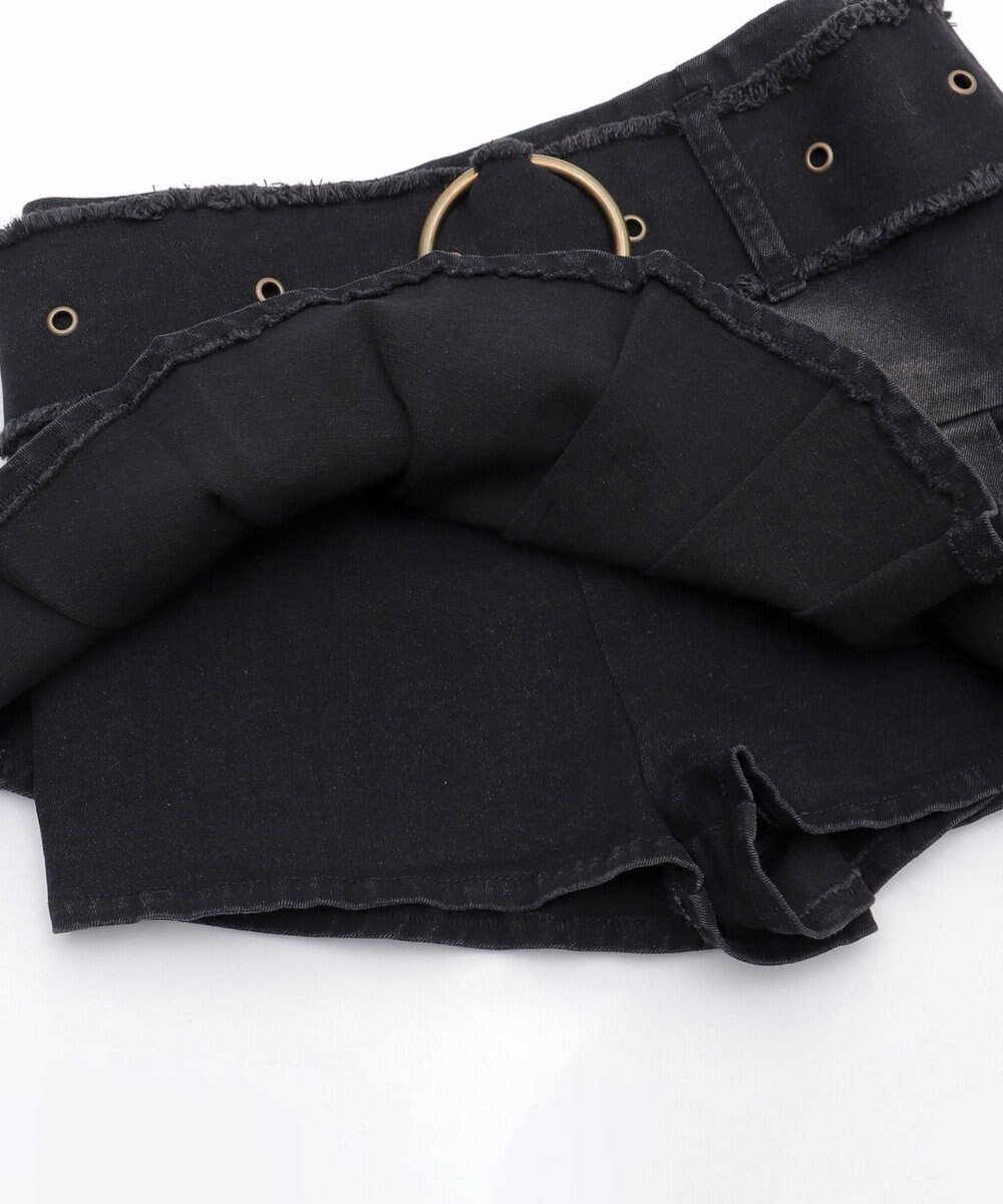 WEGO フリンジベルトプリーツデニムスカパン 