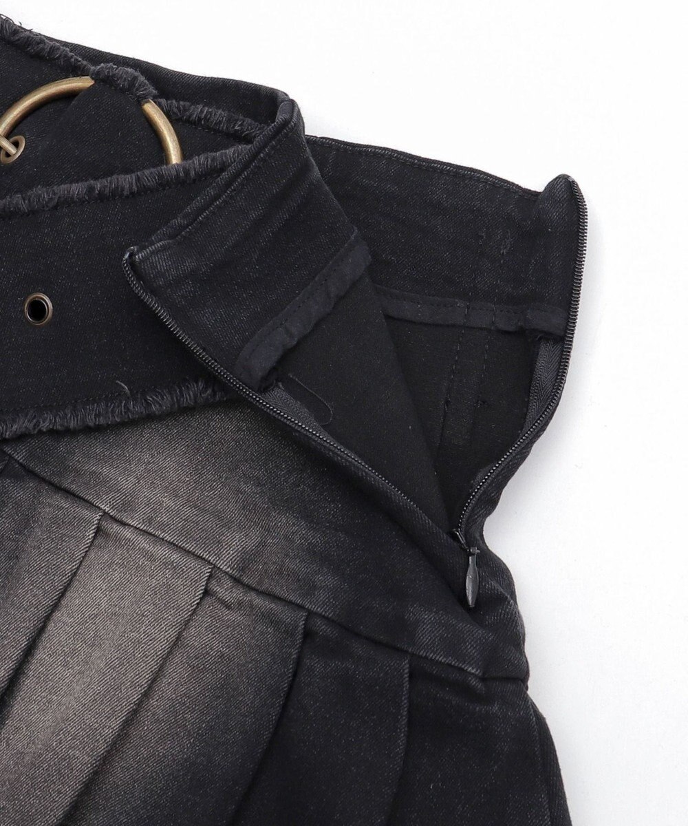 WEGO フリンジベルトプリーツデニムスカパン 