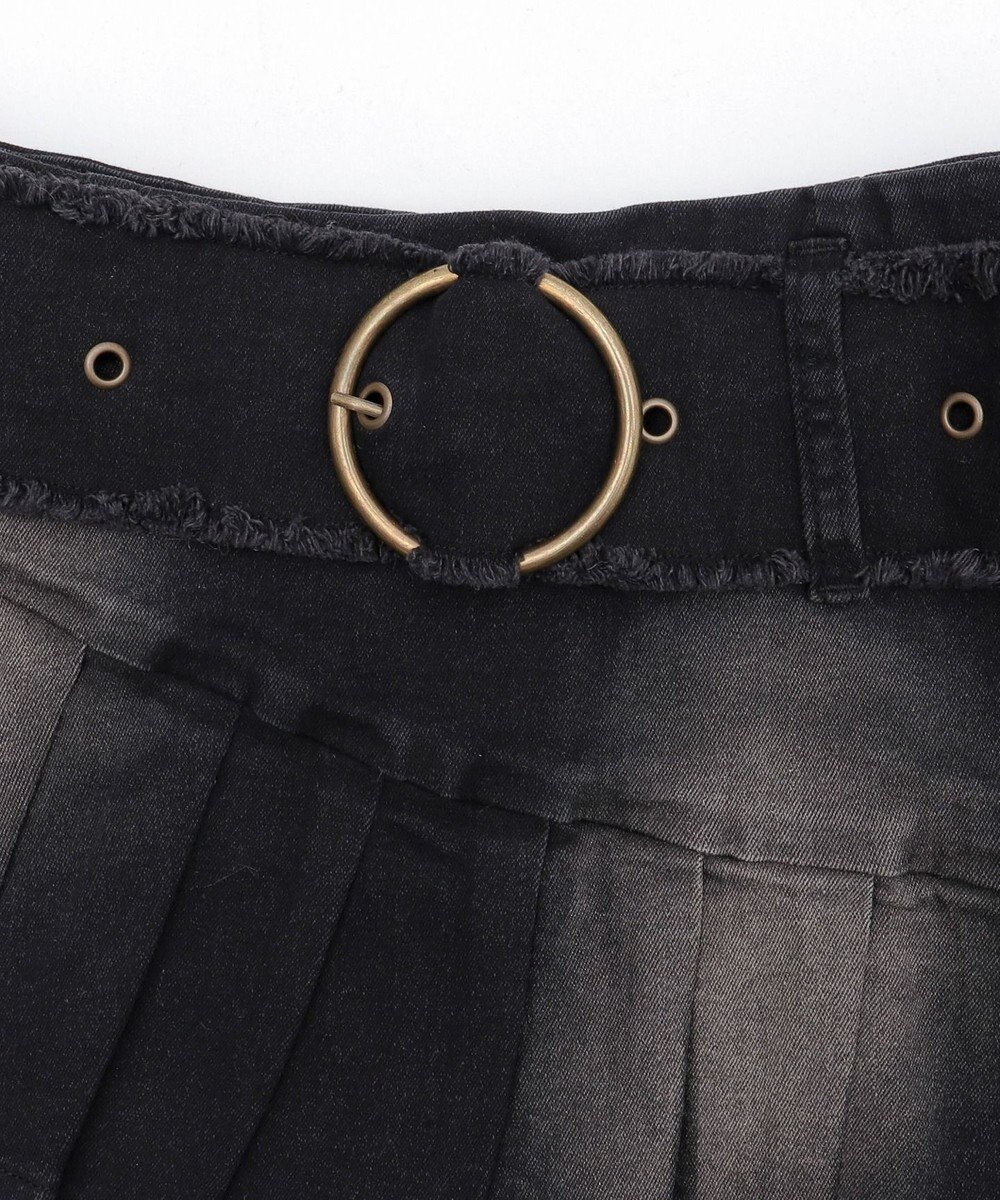 WEGO フリンジベルトプリーツデニムスカパン 