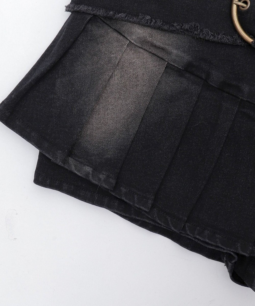 WEGO フリンジベルトプリーツデニムスカパン 