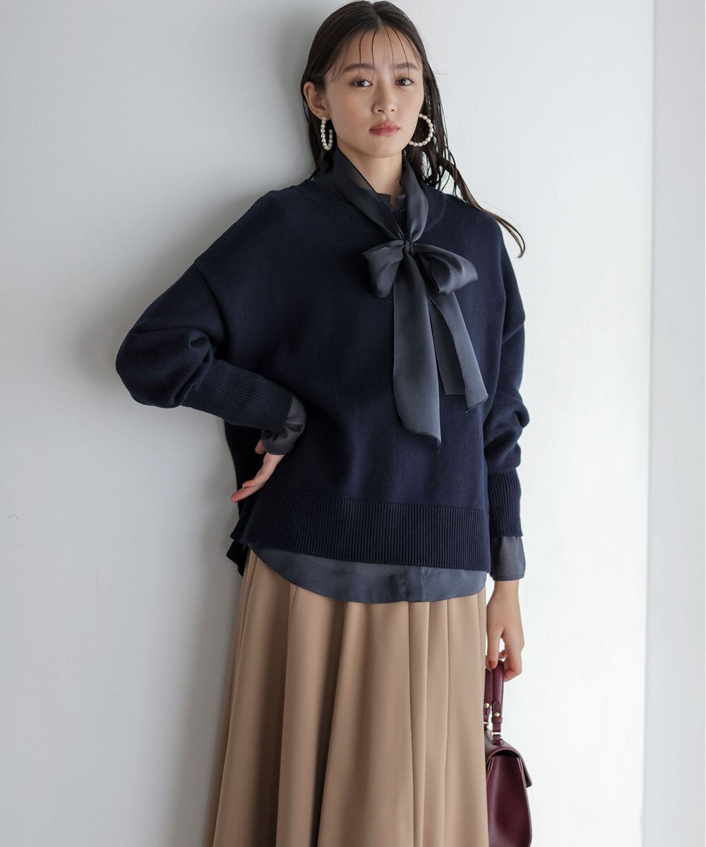 組曲 コットンカシミヤMIX クルーネックニット 