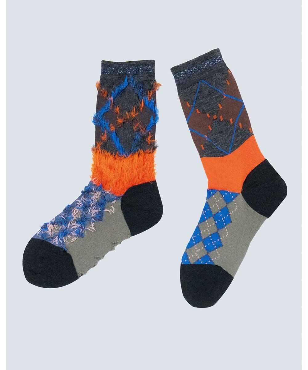 COQ KITSUNE ARGYLE アーガイル リバーシブルファーソックス 