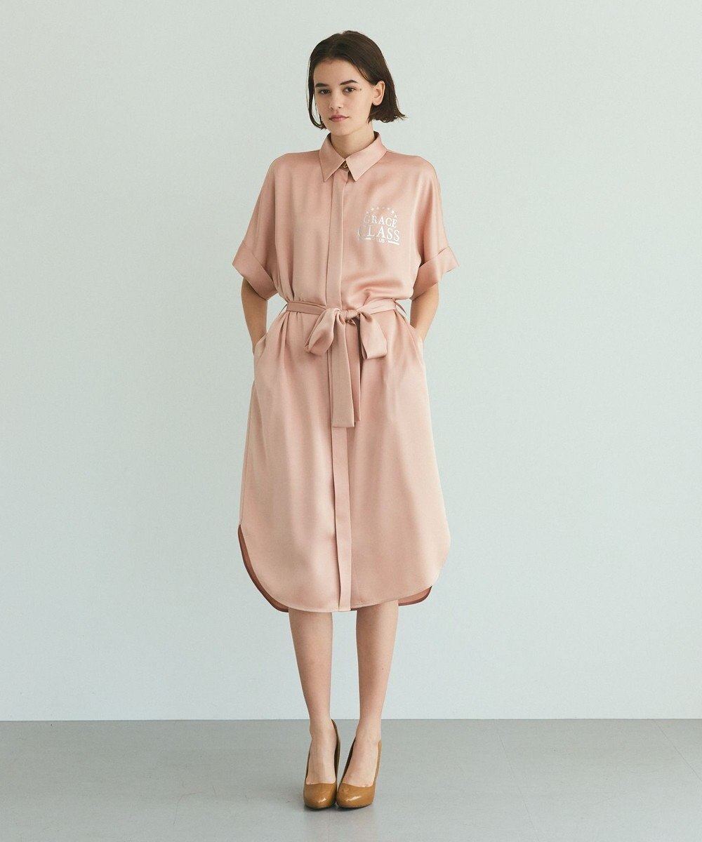 GRACE CONTINENTAL ダブルサテンシャツドレス 