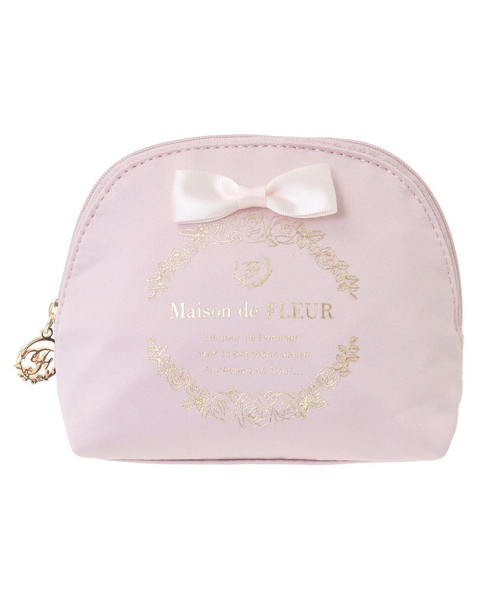 Maison de FLEUR サテンリボンラウンドポーチ 