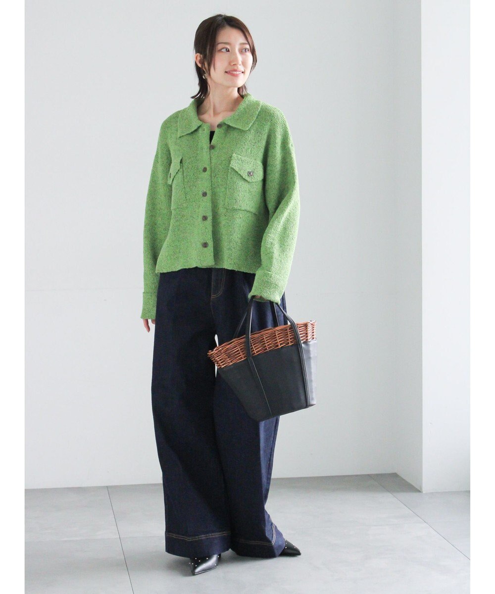 Te chichi メランジ衿ニットジャケット 