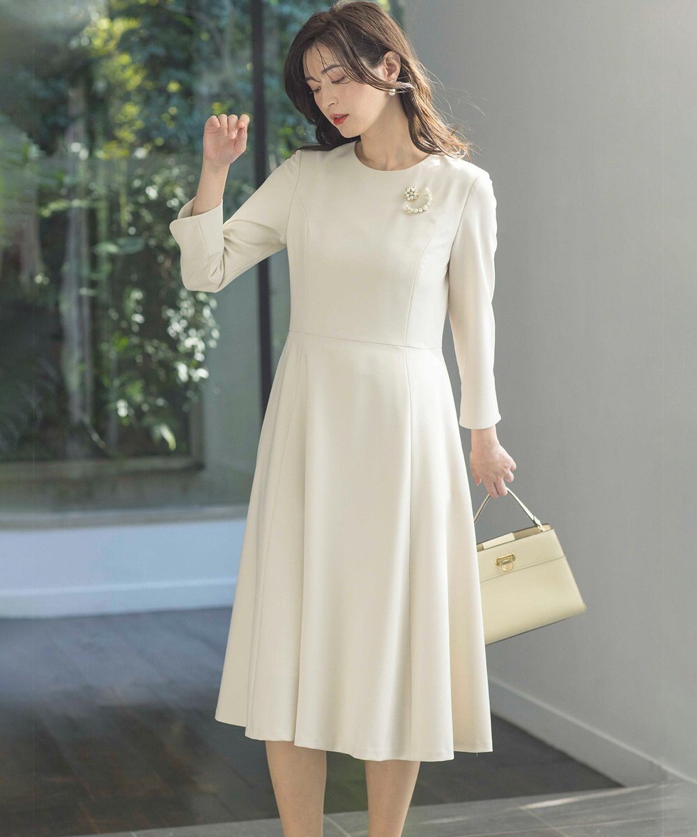 組曲 L 【KUMIKYOKU NAVY】コンフォータブルドレープ フレアワンピース 